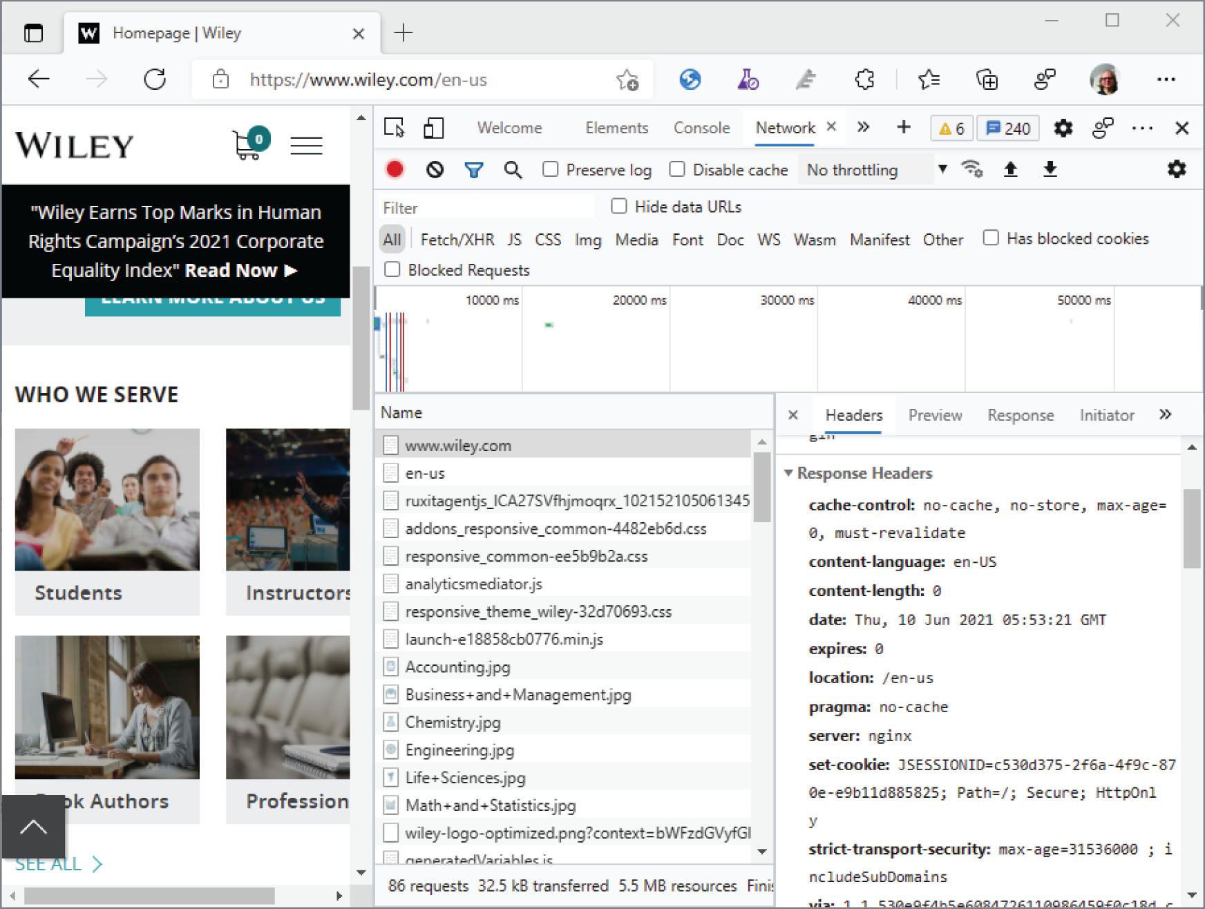 Snapshot of the homepage f Wiley Publisher.