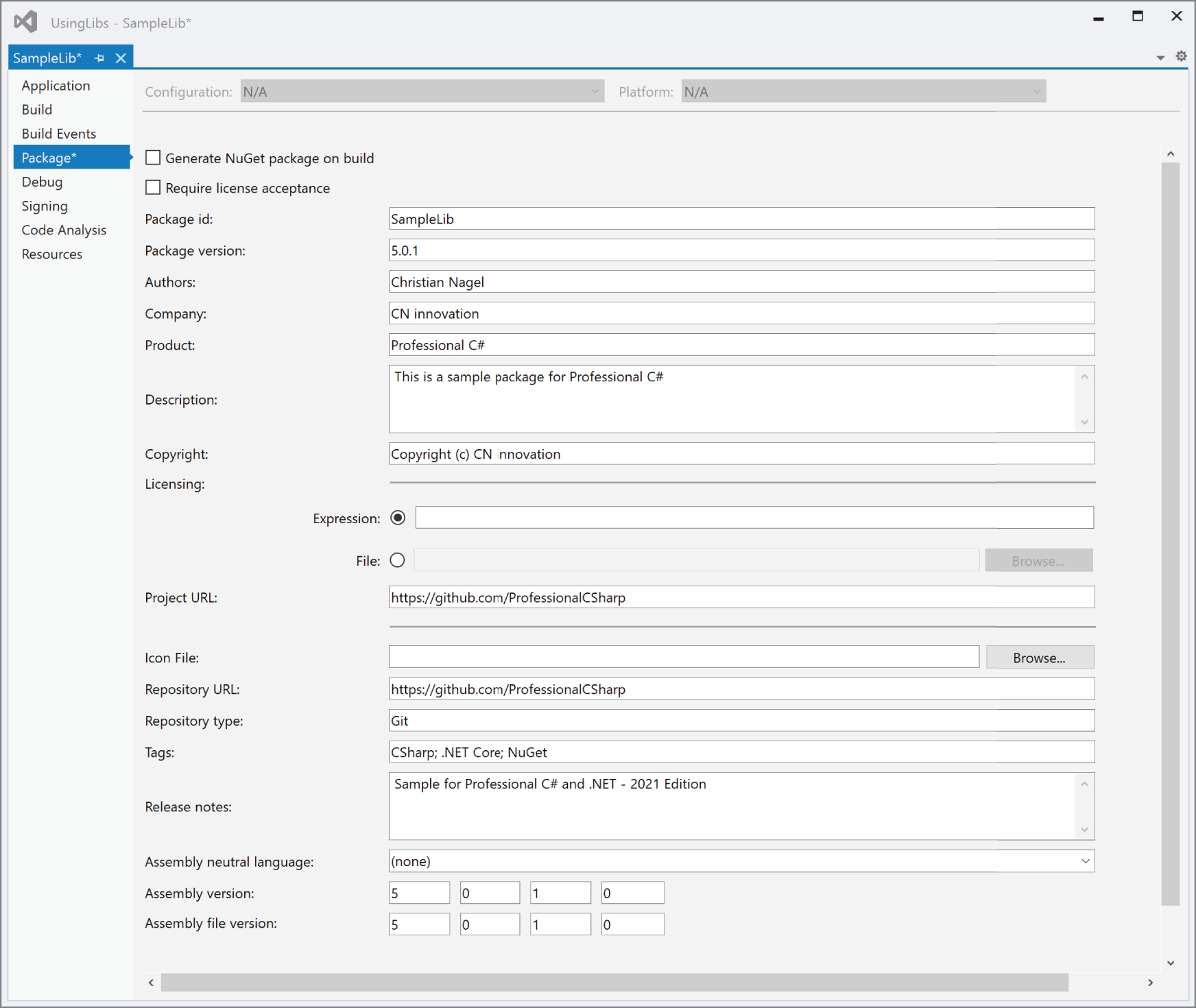 Snapshot of a window titled, UsingLibs - Samplelib.