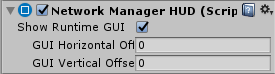 Inspector 窗口中的 Network Manager HUD 组件