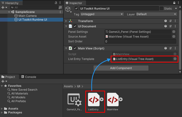 Add main view script and assign reference