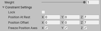 Weight and Constraint Settings for a Position Constraint