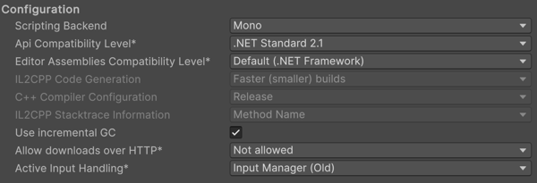 Configuration settings for desktop platforms