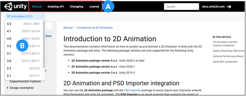 Unitys package documentation