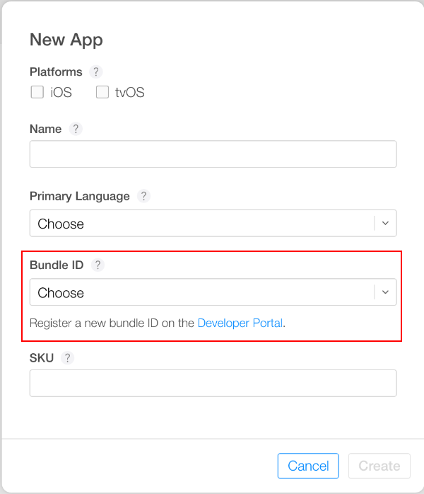 Bundle ID popup window