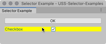 A Unity Editor window with an OK button, and a yellow highlighted checkbox with a mouse cursor on it.