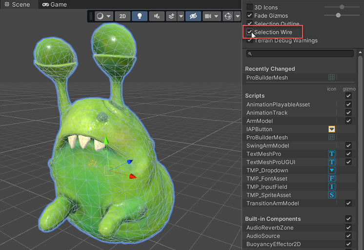 The wireframe visible on a mesh