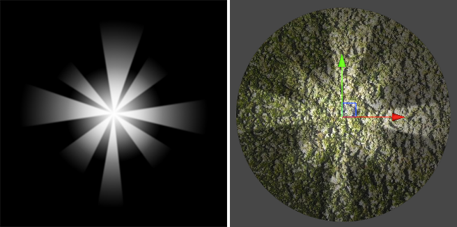 Left: Selected Sprite. Right: Resulting Light effect